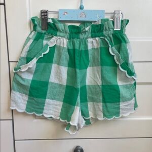 Hello Simone Kids Green Checkered Shorts with Scalloped Hem